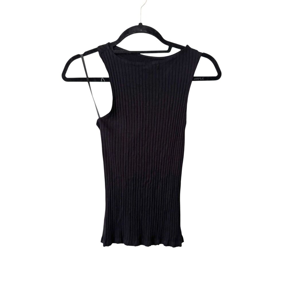 LNA Ribbed One Shouldered Top Black Large - Picture 3 of 5